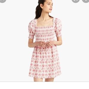 Hill House Pink and White Mini Dress